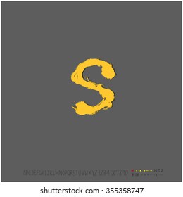 Alphabet & number / Hand drawn calligraphy - vector