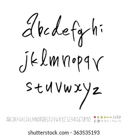 Alphabet & number / Hand drawn calligraphy - vector