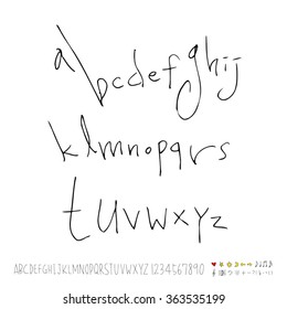 Alphabet & number / Hand drawn calligraphy - vector