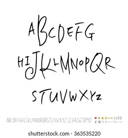 Alphabet & number / Hand drawn calligraphy - vector