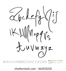 Alphabet & number / Hand drawn calligraphy - vector