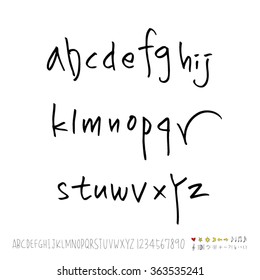 Alphabet & number / Hand drawn calligraphy - vector