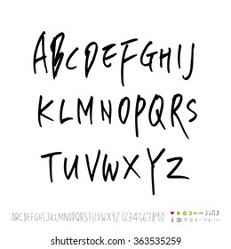 Alphabet & number / Hand drawn calligraphy - vector