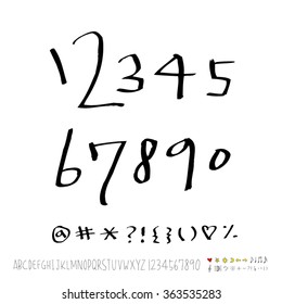 Alphabet & number / Hand drawn calligraphy - vector