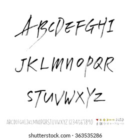 Alphabet & number / Hand drawn calligraphy - vector