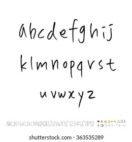 Alphabet & number / Hand drawn calligraphy - vector
