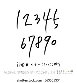 Alphabet & number / Hand drawn calligraphy - vector