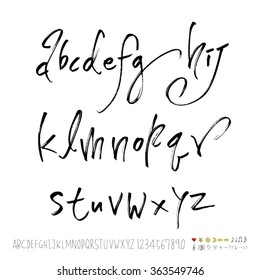 Alphabet & number / Hand drawn calligraphy - vector