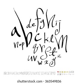 Alphabet & number / Hand drawn calligraphy - vector