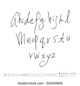 Alphabet & number / Hand drawn calligraphy - vector