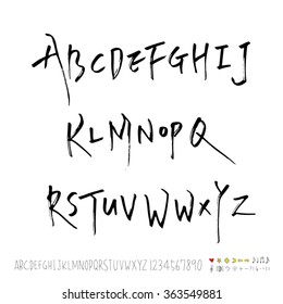 Alphabet & number / Hand drawn calligraphy - vector