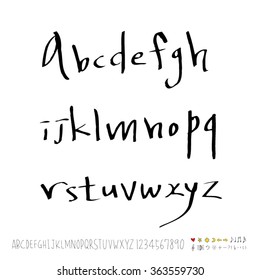 Alphabet & number / Hand drawn calligraphy - vector
