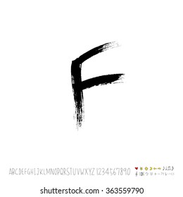 Alphabet & number / Hand drawn calligraphy - vector