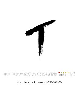 Alphabet & number / Hand drawn calligraphy - vector