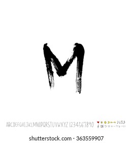 Alphabet & number / Hand drawn calligraphy - vector