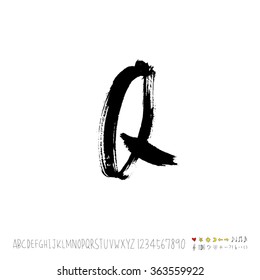 Alphabet & number / Hand drawn calligraphy - vector