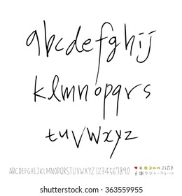 Alphabet & number / Hand drawn calligraphy - vector