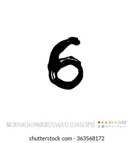 Alphabet & number / Hand drawn calligraphy - vector