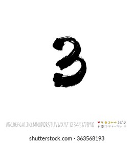 Alphabet & number / Hand drawn calligraphy - vector