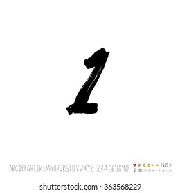 Alphabet & number / Hand drawn calligraphy - vector