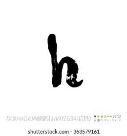 Alphabet & number / Hand drawn calligraphy - vector