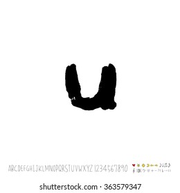 Alphabet & number / Hand drawn calligraphy - vector
