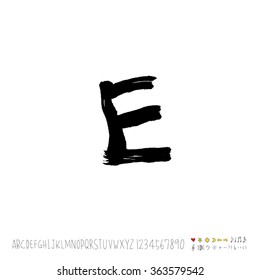 Alphabet & number / Hand drawn calligraphy - vector