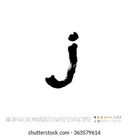 Alphabet & number / Hand drawn calligraphy - vector