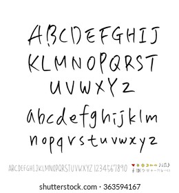 Alphabet & number / Hand drawn calligraphy - vector