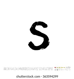 Alphabet & number / Hand drawn calligraphy - vector