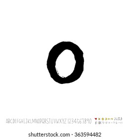 Alphabet & number / Hand drawn calligraphy - vector