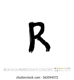 Alphabet & number / Hand drawn calligraphy - vector