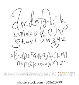 Alphabet & number / Hand drawn calligraphy - vector