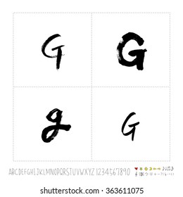 Alphabet & number / Hand drawn calligraphy - vector