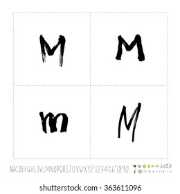 Alphabet & number / Hand drawn calligraphy - vector