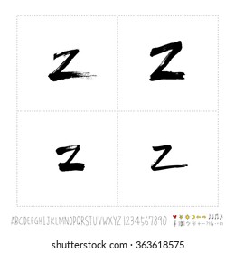 Alphabet & number / Hand drawn calligraphy - vector