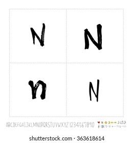 Alphabet & number / Hand drawn calligraphy - vector