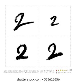 Alphabet & number / Hand drawn calligraphy - vector