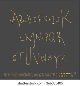 Alphabet & number / Hand drawn calligraphy - vector