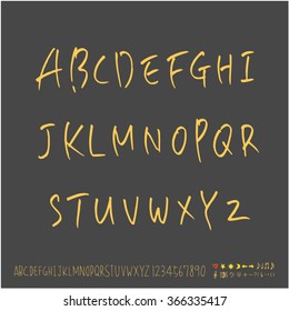 Alphabet & number / Hand drawn calligraphy - vector