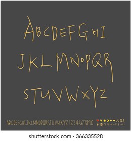 Alphabet & number / Hand drawn calligraphy - vector