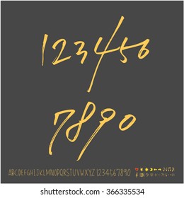 Alphabet & number / Hand drawn calligraphy - vector