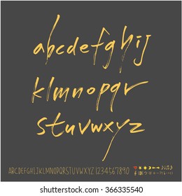 Alphabet & number / Hand drawn calligraphy - vector