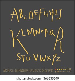 Alphabet & number / Hand drawn calligraphy - vector