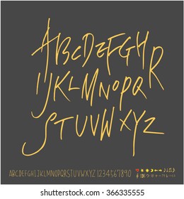 Alphabet & number / Hand drawn calligraphy - vector