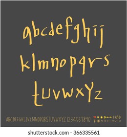 Alphabet & number / Hand drawn calligraphy - vector