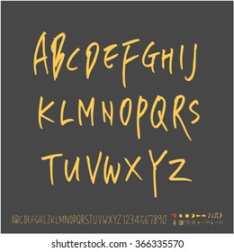 Alphabet & number / Hand drawn calligraphy - vector