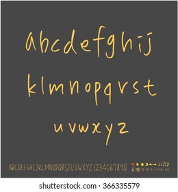 Alphabet & number / Hand drawn calligraphy - vector