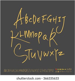 Alphabet & number / Hand drawn calligraphy - vector