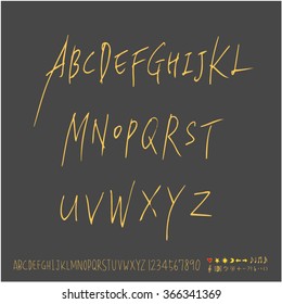 Alphabet & number / Hand drawn calligraphy - vector